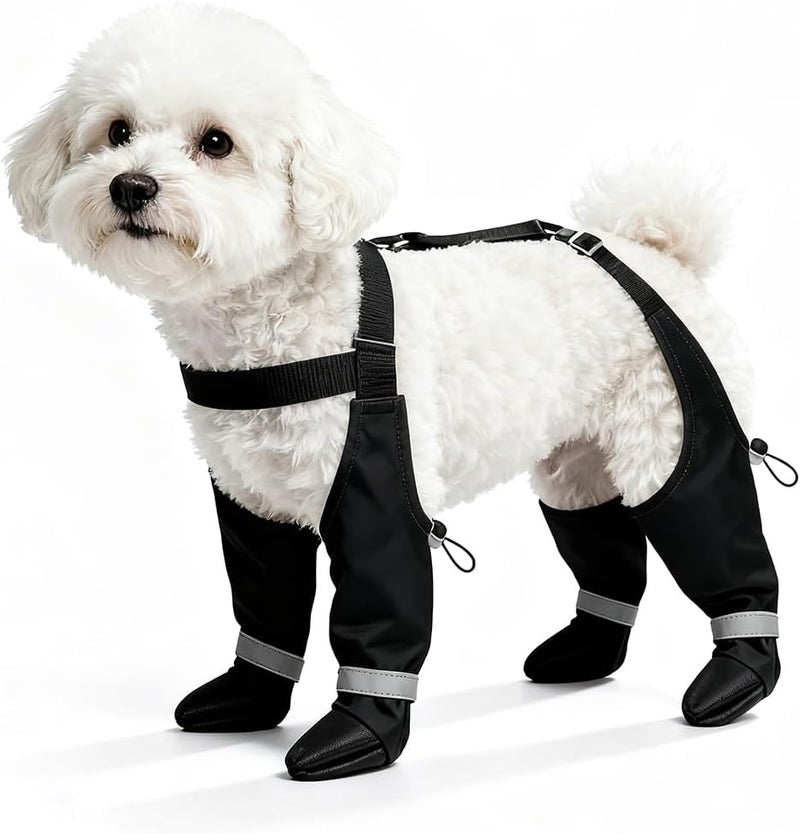 Billionchains Dog Boots with Adjustable Suspender, Anti-Slip Dog Shoes, Waterproof Paw Protector for Rainy, Snowy, Hot Pavement, XS - Image 1